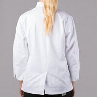 Mercer Culinary Genesis® M61040 Women's White Customizable Long Sleeve Chef Jacket with Cloth Knot Buttons - L