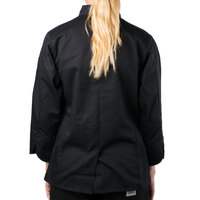 Mercer Culinary Genesis® M61040 Women's Black Customizable Long Sleeve Chef Jacket with Cloth Knot Buttons - XXS