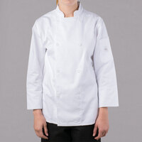 Mercer Culinary Genesis® Women's White Customizable Long Sleeve Chef Jacket M61030WH - S