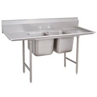 Advance Tabco 93-82-40-24RL Regaline Two Compartment Stainless Steel Sink with Two Drainboards - 93 inch