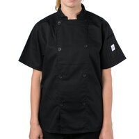 Mercer Culinary Genesis® Women's Black Customizable Short Sleeve Chef Jacket M61032BK - XXS
