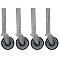 Advance Tabco TA-25G-4 Galvanized Legs with 5 inch Swivel Stem Casters - 4/Set
