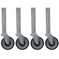 Advance Tabco TA-25G-4 Galvanized Legs with 5" Swivel Stem Casters - 4/Set