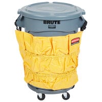 Rubbermaid BRUTE 32 Gallon Gray Round Trash Can, Lid, Caddy Bag, and Dolly Kit