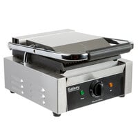 Galaxy P65SG Single Panini Sandwich Grill with Grooved Top and Smooth Bottom Plates - 8 1/2 inch x 8 1/2 inch Cooking Surface - 120V, 1750W