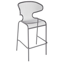 BFM Seating DV560TS Maze Titanium Silver Stackable Steel Outdoor / Indoor Bar Height Armchair