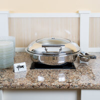 Acopa 6 Qt. Round Stainless Steel Induction Chafer with Glass Top and Soft-Close Lid