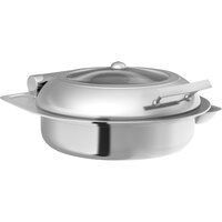 Acopa Voyage 6 Qt. Round Stainless Steel Induction Chafer with Glass Top and Soft-Close Lid