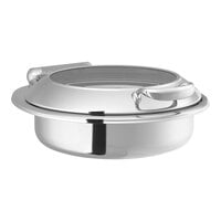 Acopa Voyage 6 Qt. Round Stainless Steel Induction Chafer with Glass Top and Soft-Close Lid