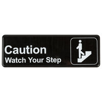 Caution, Watch Your Step Sign - Black and White, 9" x 3"