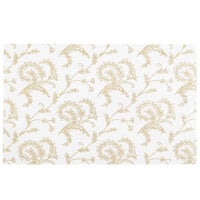 6 7/8" x 4 1/4" 3-Ply Glassine 1/2 lb. White Candy Box Pad with Gold Floral Pattern - 250/Case