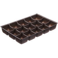 6 7/8" x 4 1/4" x 7/8" Brown 15-Cavity Candy Tray - 250/Case