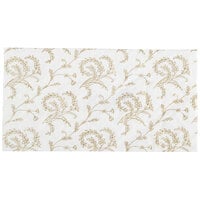 7 1/2 inch x 3 7/8 inch 3-Ply Glassine 1/2 lb. White Candy Box Pad with Gold Floral Pattern - 250/Case
