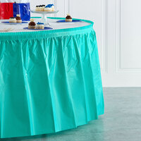 Creative Converting 324768 14' x 29 inch Teal Lagoon Plastic Table Skirt
