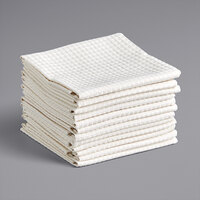 Choice 18 inch x 18 inch Natural / Dye-Free 100% Cotton Waffle-Weave Kitchen Towel - 12/Pack
