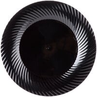 Visions Wave 7" Black Plastic Plate - 18/Pack