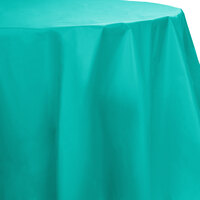 Creative Converting 324765 82" Teal Lagoon OctyRound Plastic Table Cover - 12/Case