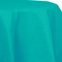 Creative Converting 324791 82" Teal Lagoon OctyRound Tissue / Poly Table Cover - 12/Case