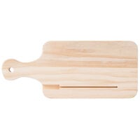 Choice 13 inch x 5 1/2 inch x 3/4 inch Small Wooden Bread Cutting Board with Knife Slot and Handle