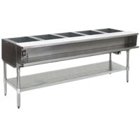 Eagle Group AWTP5 Liquid Propane Five Pan Sealed Well Water Bath Steam Table with Galvanized Legs and Safety Pilot