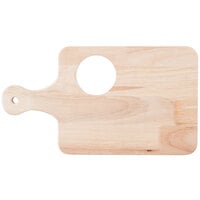 Choice 13 1/2 inch x 7 1/2 inch x 3/4 inch Medium Wooden Bread / Charcuterie Cutting Board with Ramekin Insert and Handle