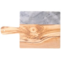 American Metalcraft OWBG15 10 inch x 9 inch Olive Wood and Gray Marble Serving Board