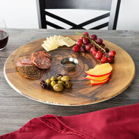 American Metalcraft OWM171 17 1/4 inch Round Melamine Serving Board - Faux Olive Wood