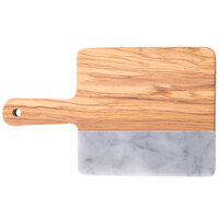 American Metalcraft OWBG9 5 5/8" x 5 1/4" Olive Wood and Gray Marble Serving Board