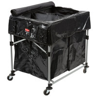 Rubbermaid Laundry Cart, 4 Bushel Collapsible 2 Section X-Cart with Black Cover