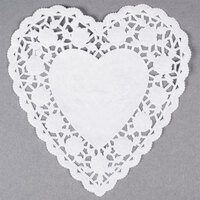 White 6" Paper Heart Doilies - 1000/Case