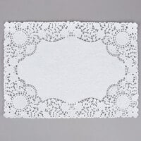 10 inch x 14 inch White Floral Lace Paper Placemat - 1000/Case