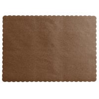 Choice 10 inch x 14 inch Brown Colored Paper Placemat with Scalloped Edge - 1000/Case