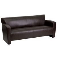 Flash Furniture 222-3-BN-GG Hercules Majesty Brown Leather Sofa with Aluminum Feet