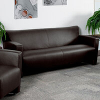 Flash Furniture 222-3-BN-GG Hercules Majesty Brown Leather Sofa with Aluminum Feet
