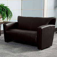 Flash Furniture 222-2-BN-GG Hercules Majesty Brown Leather Loveseat with Aluminum Feet