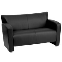 Flash Furniture 222-2-BK-GG Hercules Majesty Black Leather Loveseat with Aluminum Feet