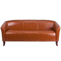 Flash Furniture 111-3-CG-GG Hercules Imperial Cognac Leather Sofa with Wooden Feet
