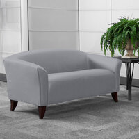 Flash Furniture 111-2-GY-GG Hercules Imperial Gray Leather Loveseat with Wooden Feet