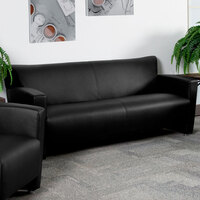 Flash Furniture 222-3-BK-GG Hercules Majesty Black Leather Sofa with Aluminum Feet