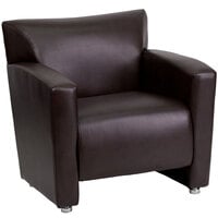 Flash Furniture 222-1-BN-GG Hercules Majesty Brown Leather Chair with Aluminum Feet