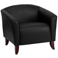 Flash Furniture 111-1-BK-GG Hercules Imperial Black Leather Chair with Wooden Feet