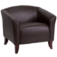 Flash Furniture 111-1-BN-GG Hercules Imperial Brown Leather Chair with Wooden Feet