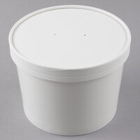 Choice 64 oz. Double Poly-Coated White Paper Food Cup with Vented Paper Lid - 100/Case
