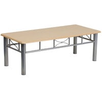 Flash Furniture JB-6-COF-NAT-GG 21" x 45 3/4" Silver Steel Coffee Table with Natural Laminate Top