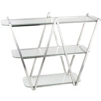 Eastern Tabletop AC1775 35 inch x 11 inch x 29 1/2 inch Stainless Steel 3 Tier W Tabletop Display Stand with Acrylic Shelves