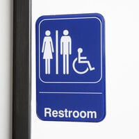 Handicap Accessible Restroom Sign - Blue and White, 9 inch x 6 inch