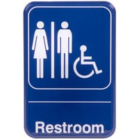Handicap Accessible Restroom Sign - Blue and White, 9" x 6"
