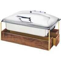 Cal-Mil 3705-46 Mid-Century Full Size Chafer with Walnut and Brass Frame