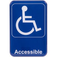 Handicap Accessible Sign - Blue and White, 9" x 6"