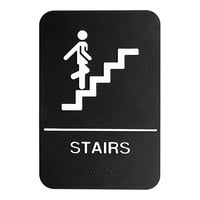 Thunder Group ADA Stairs Sign with Braille - Black and White, 9" x 6"